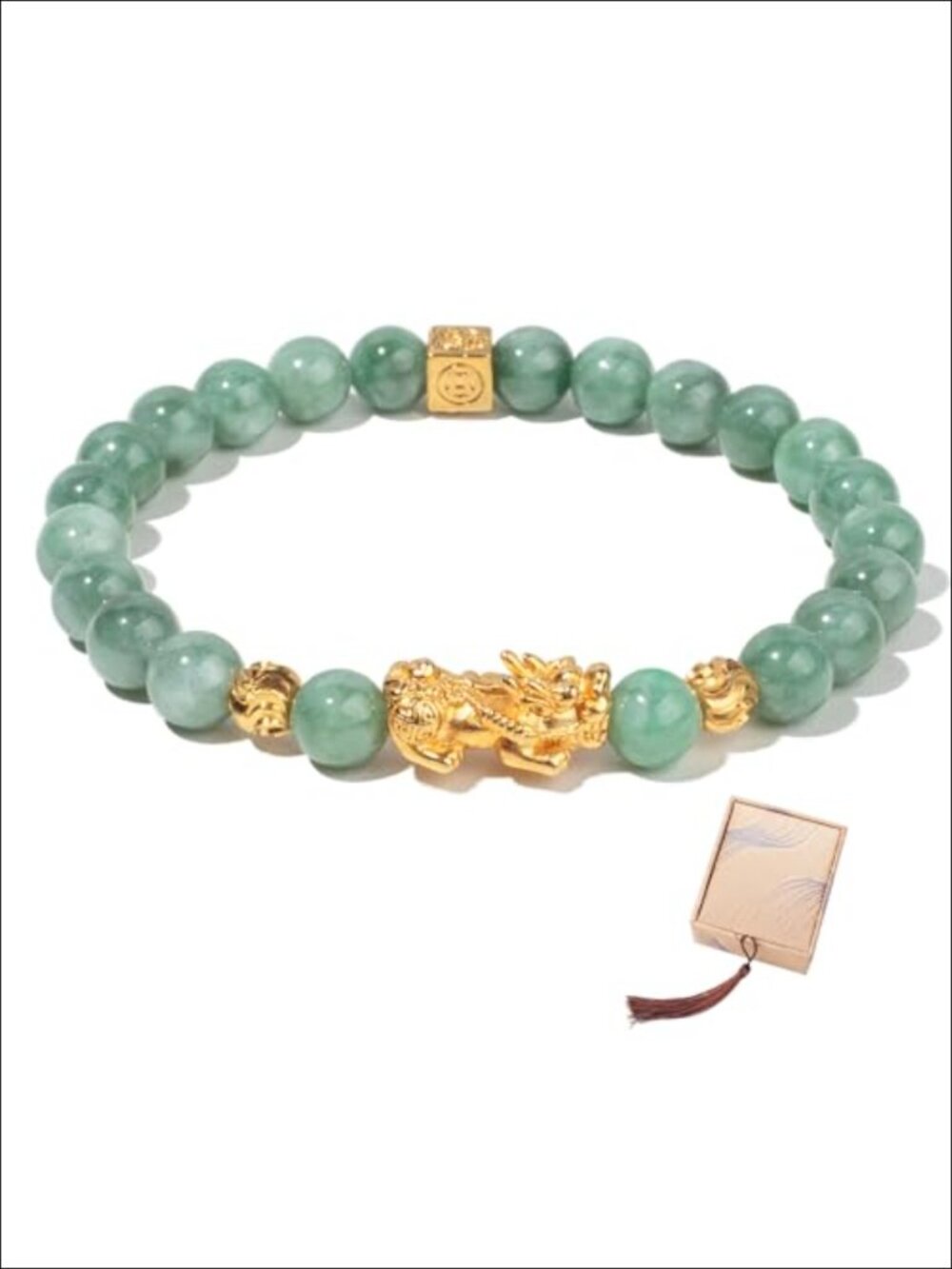 Natural Green Jade Stretch Bracelet Feng Shui Wealth Attractor
